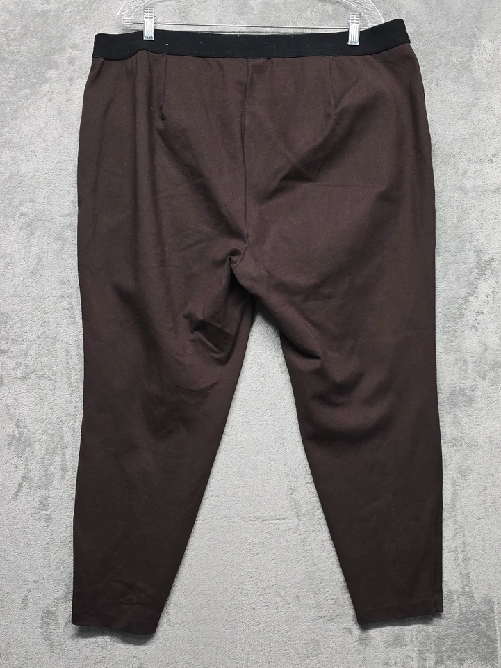 Pantalones Talbots Mujer Talla 20W Marrón Elástico Wasit Pull On Corto Cremallera Pierna Informal Foto 2 de 4