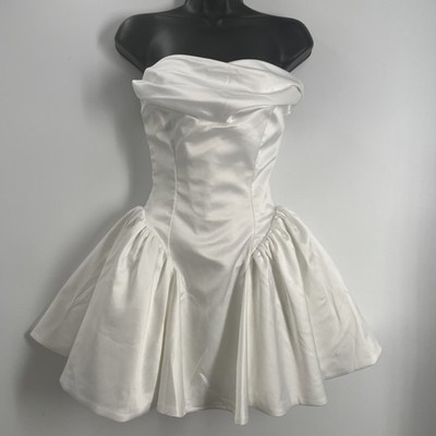 Baby Boo Women's Trinity Mini Lace Up Back Ivory Mini Dress Size XS
