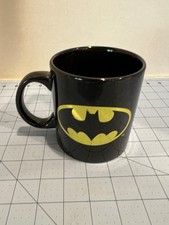 DC Comics Batman Logo 20 oz Ceramic Coffee/Tea Mug Black Holo Reflective Vintage