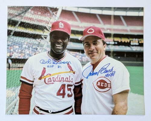 MLB Hall of Famers Bob Gibson & Johnny Bench Autographed 11 x 14 Photo