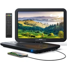 17.6" Portable DVD Player Blu Ray CD W/15.4" Swivel Screen USB HDMI Rechargeable