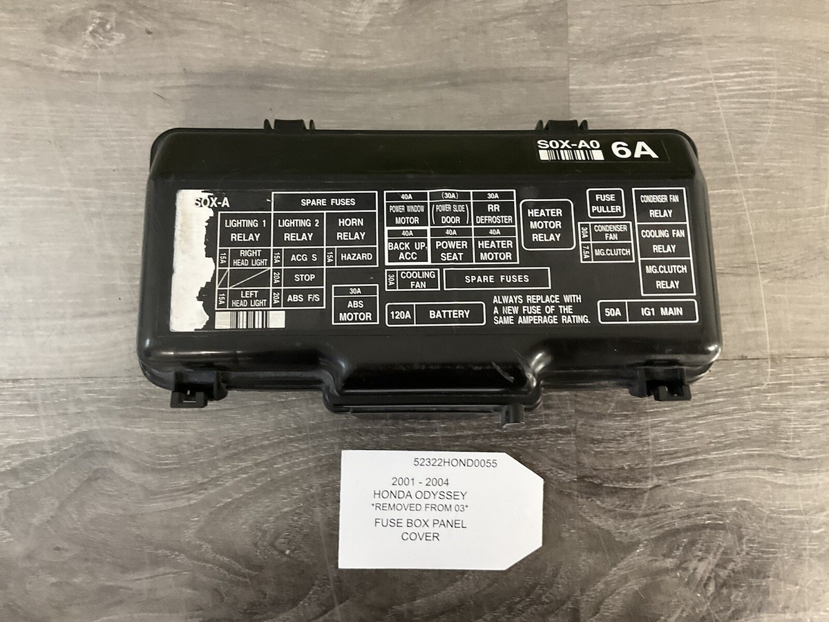 2004 honda odyssey cigarette lighter fuse S0XA1 2001-2004 Box Relay Junction Unit 988 2G4-B3 2001 - 2004 HONDA ODYSSEY