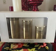 Image of NEW CALVIN KLEIN SILVER CUTOUT VOTIVE TEA LIGHT CANDLEHOLDERS SET RETAIL $85