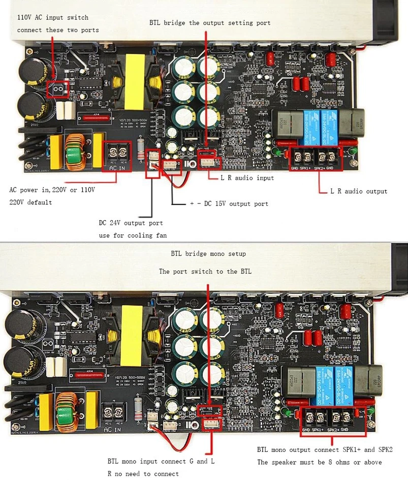 High Power Digital Power Amplifier Board Stereo 500W x2 or BTL MONO 1000W 8ohm - Image 3 of 4