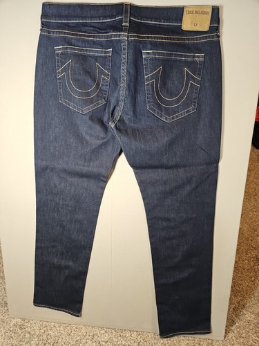 True Religion Herren Jeans Denim Blau Größe 40x33 Geno Relaxed Slim Fit Stretch