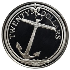 1985 British Virgin Islands $20 Treasure ANCHOR Proof .925 Silver Coin # 1003