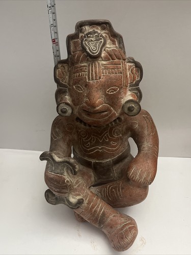 Mayan Aztec Inca Large Figurine Terracotta Clay Pottery Ceramic Vintage 13” - Picture 12 of 12