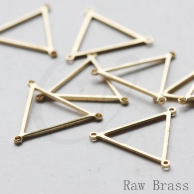 10 Pieces Raw Brass Triangle Charm With 3 Holes - 21x19mm (3745C)