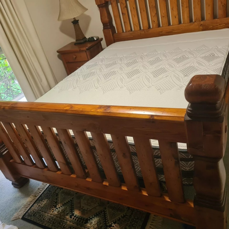 6 Piece Set Solid Rustic Country Style QS Bed + Dresser + Bedside