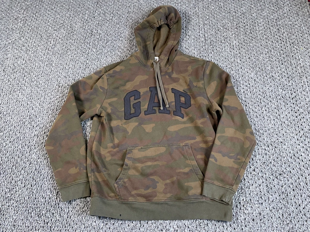 GAP Camouflage Embroidered Hoodie Sweatshirt Adult Medium Green