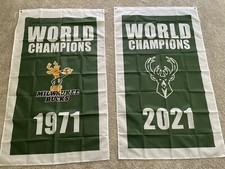Complete Set Milwaukee Bucks NBA Champions 2 Banners/Flags 3  x5  