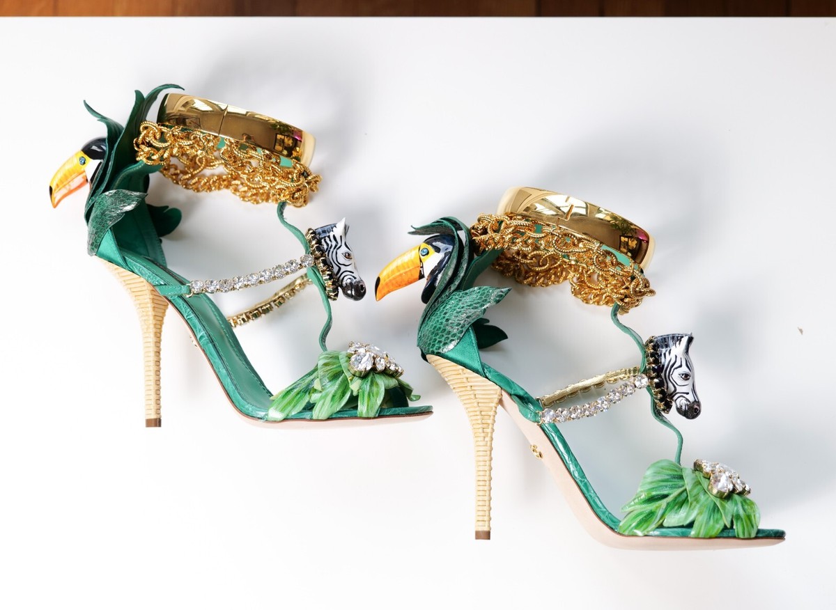 Dolce & Gabbana Jungle Crystal Heel Zebra Sandals (IT 39.5 Dolce & Gabbana Jungle Crystal Heel Zebra Sandals (IT 39.5