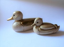 Thun ceramica, coppia di anatre / papere Vintage con decori dorati