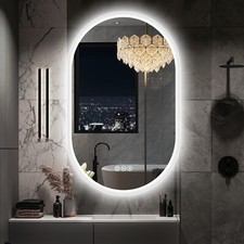 24x36in Oval LED Bathroom Mirror 3 Color Temperature Bluetooth Vanity Mirror