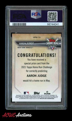 2021 Topps HR Challenge Winners May #HRW19 Aaron Judge PSA 9 #d 78/82 - Picture 2 of 2