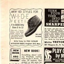 1965 Print Ad Hitchcock Shoes Men! 60 Styles for Wide Feet E to EEEEE Sz 5 to 13