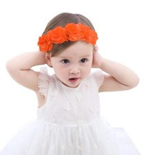 Flower Crown Baby Headbands Newborn Floral Birthday Headbands for 4-24 Orange