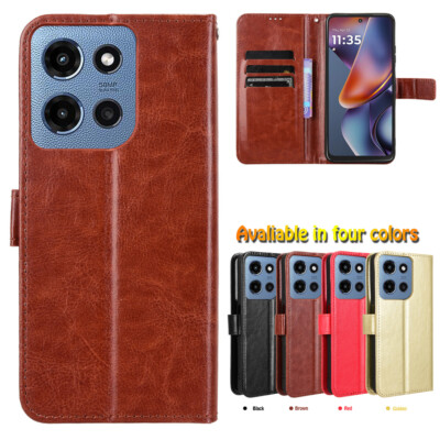 For Motorola Moto G (2025), Shockproof Classic Cover Flip Leather Wallet Case
