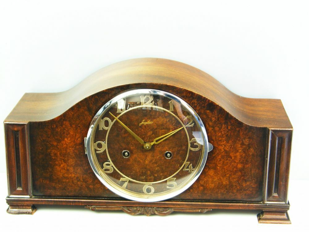 鐘 アンティーク JUNGHANS PURE ART DECO CHIMING MANTEL CLOCK BLACK FOREST