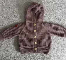 Baby Strickjacke handgestrickt Gr. 68 ca. 6 Monate Braun