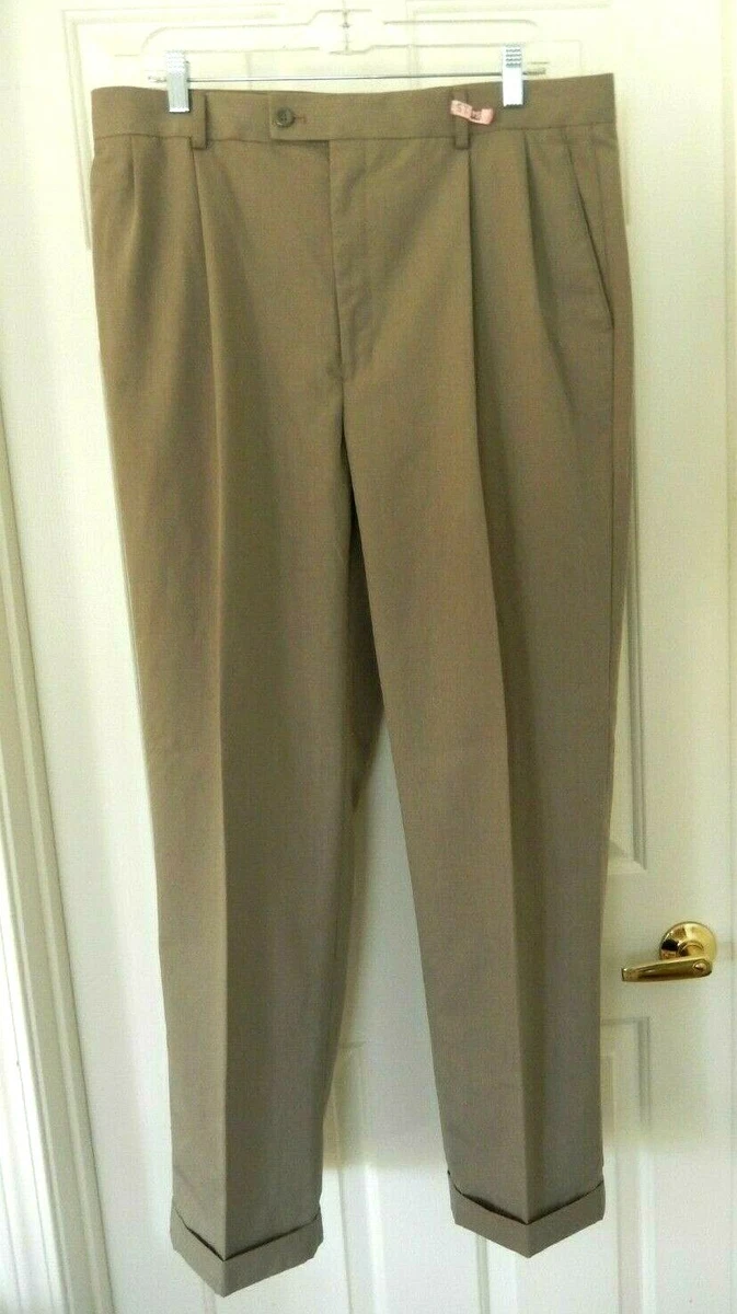 Louis Raphael Tailored Pants, Pleated Dress Slacks- 36, dark tan