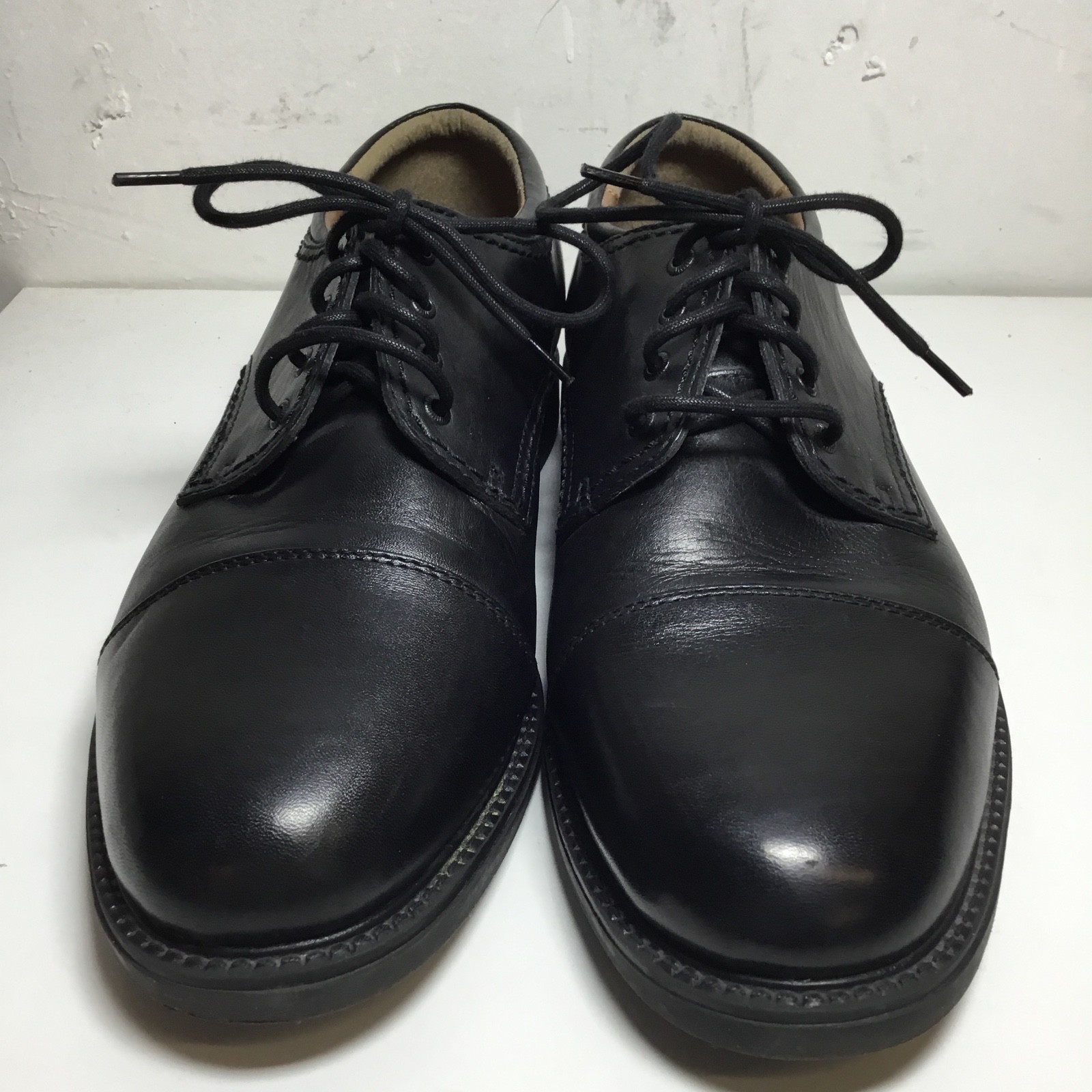 Men's Dockers Black Leather Plain Toe Oxfords Shoes S… Gem
