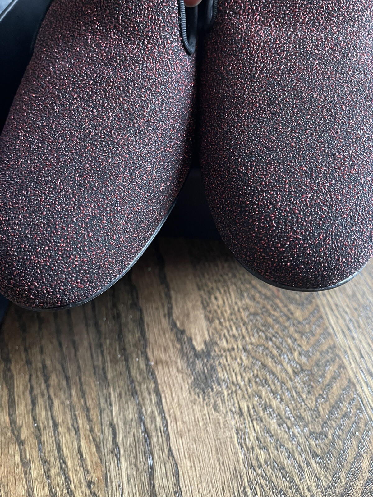 Autentico mocassino slip on donna Saint Laurent glitter borgogna taglia 40 5