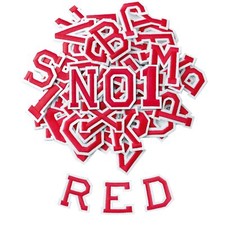 62PCS Red Iron-On Letters and Numbers Patches A-Z 0-9 for DIY Clothing Crafts