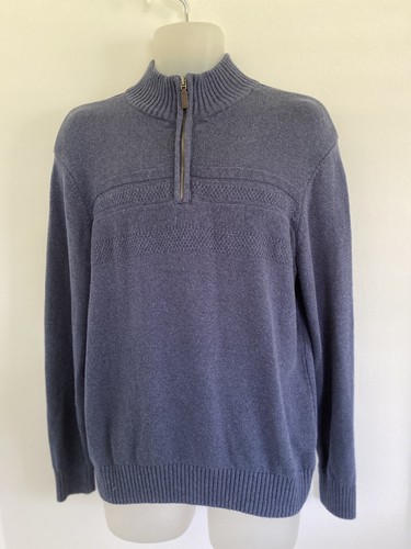 Dockers Vintage Mens Half Zip Pull Over Sweater Sz M Blue Gray Long Sleeves EUC - Picture 9 of 12