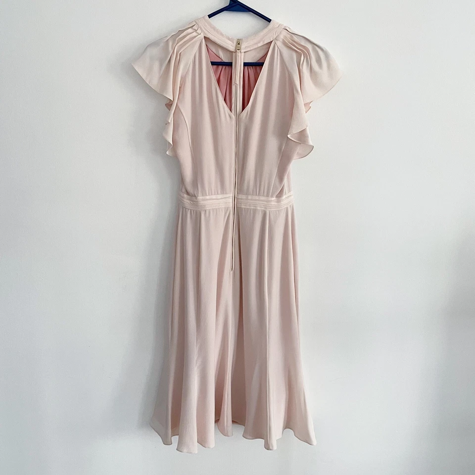 Altuzarra Claudette Light  Pink Silk Flared Short Sleeve Dress size US 4 - Image 4 of 4