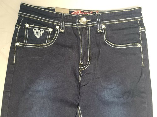 Neu mit Etikett Mädchen 14 Cowgirl Hardware Jeans YTH Tangled V Bootcut Strass dunkle Waschung - Bild 4 von 9