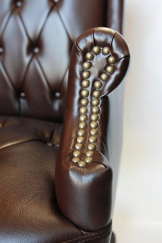 Brown Chesterfield Antique Style Office Managers Directors Desk Chair PU Leather - Picture 5 of 5