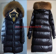 New Womens Winter Puffer Jacket Coat Duck Down Jacket 100% Real Fur Trim Parka