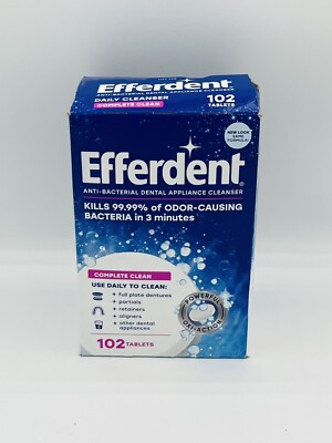 Efferdent Anti-Bacterial Dental Appliance Cleanser, 102 Tablets; Free Shipping