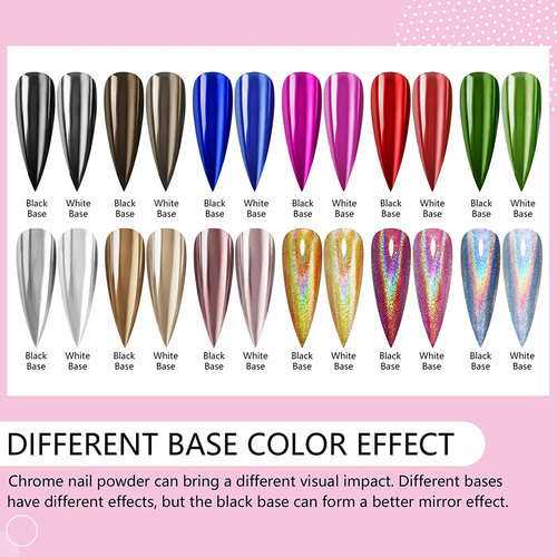12Pcs Chrome Powder Set - Holographic Chrome Nail Powder Mirror Effect Metallic - Picture 2 of 12