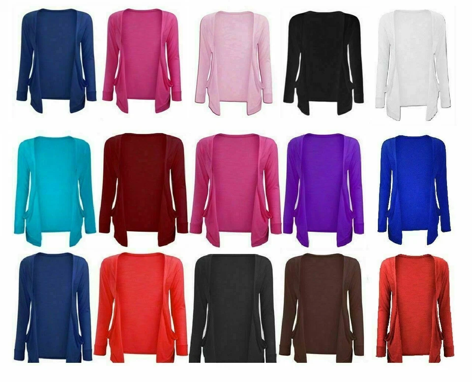 METLUQ Girls Kids School Fashion Pocket Plain Open Boyfriend Cardigan Age 7-13 Size UK