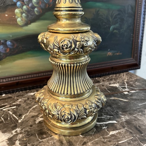 EXTRA LARGE TALL Antique Brass Embossed candlestick lamp ORNATE!! 42” - Bild 2 von 8