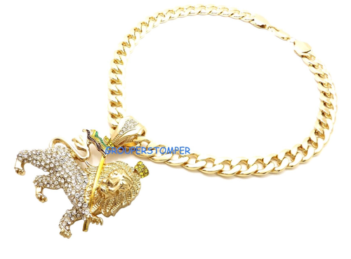 Löwe Von Judah Halskette Neu Anhänger Mit 61cm Lang Kubanisch Kette - Bild 4 von 12