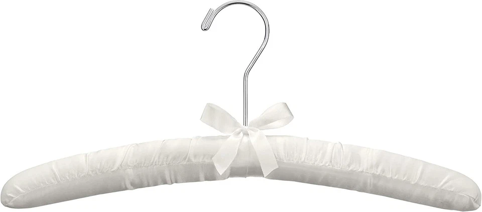 Conjunto de 6 perchas de satén acolchadas de metal blanco gancho giratorio vestidos blusas lencería Foto 2 de 4