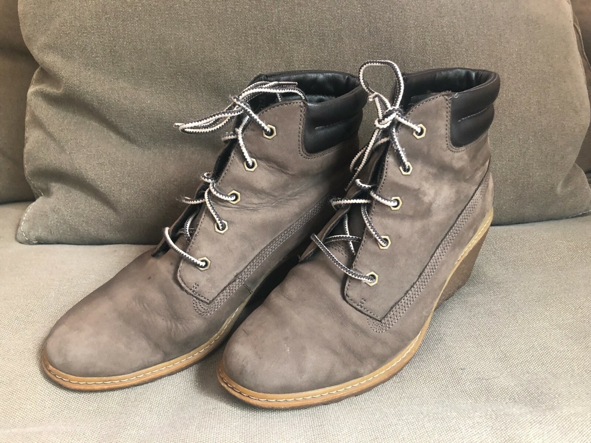 Timberland Women's Amston Earthkeepers Olive Leather Wedge Boots