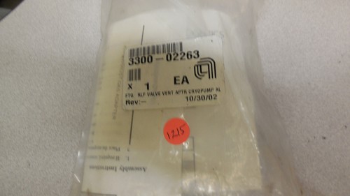 3300-02263, AMAT, FTG RLF VALVE VENT APTR CRYOPUMP AL - Picture 1 of 1
