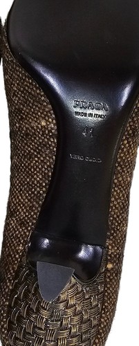 PRADA NWOB Brown Tweed Orange Bow Embellished Pointed Toe Pumps 41 / 11 - Picture 13 of 13