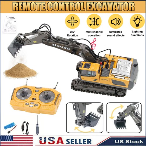 11 Channels Rc Excavator Dump Truck Bulldozer Electronic Children Christmass Toy - Picture 2 of 13