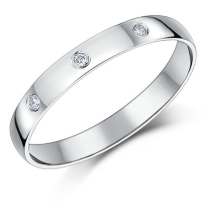 3mm Carat White Gold Diamond Ladies Wedding Band Court