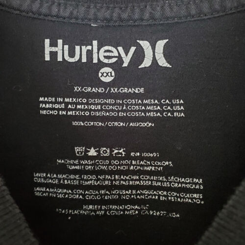 Camisa Hurley para Hombre 2XL Negro Logotipo Gráfico Cuello Redondo Mangas Cortas Suéter Elástico - Imagen 9 de 15