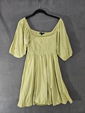 J. Crew Womens Milk Maid Mini Dress Yellow Square Neck 3/4 Sleeve Size Small S