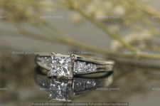 5.5 mm Solitaire Princess Cut Moissanite Engagement Ring 925 Sterling Silver