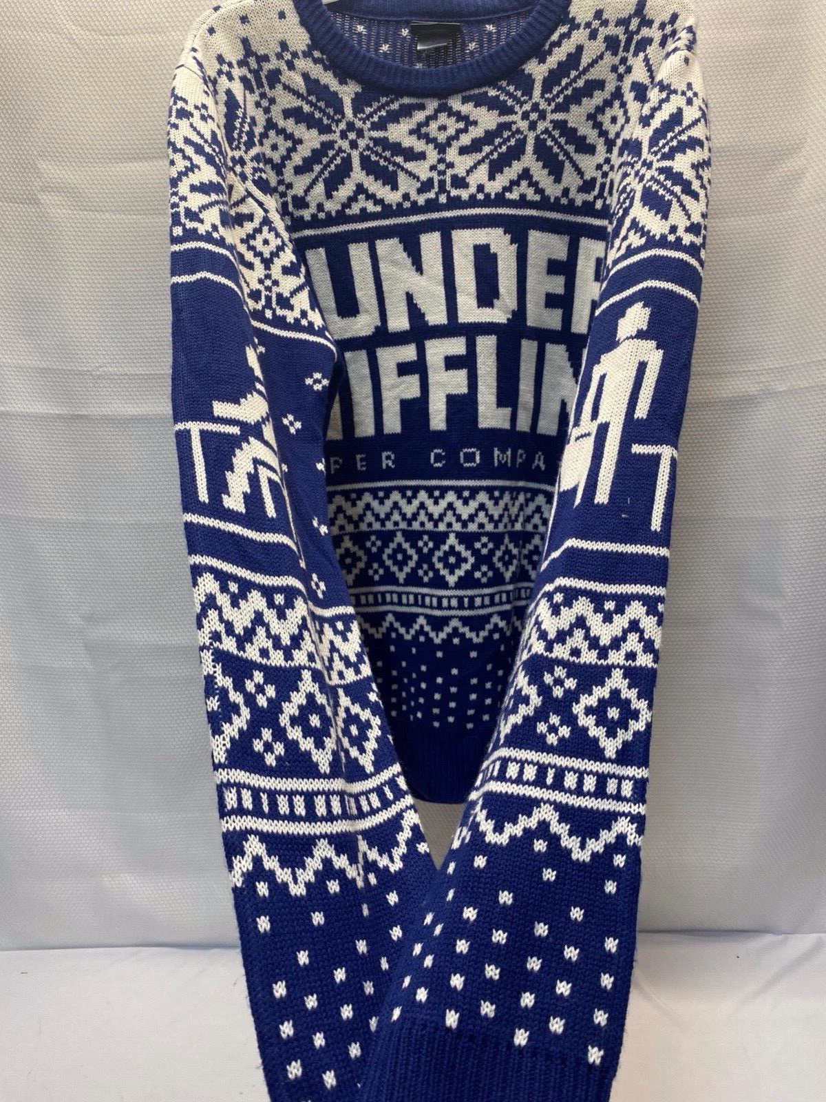 The Office Dunder Mifflin Dark Blue Ugly Christmas Sweater Medium