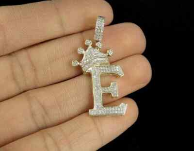 1.50 CT Round Lab Created Diamond Men's Crown E Pendant 14k Yellow Gold Plated