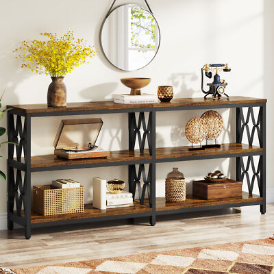 71'' Long Sofa Table with Storage Industrial 3-Tier Console Table for Living Room